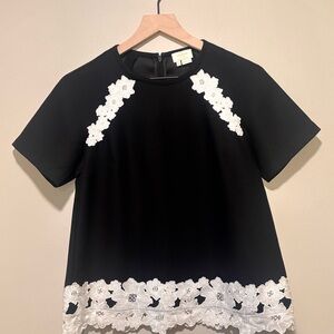 Kate Spade Black Top with White Floral Lace